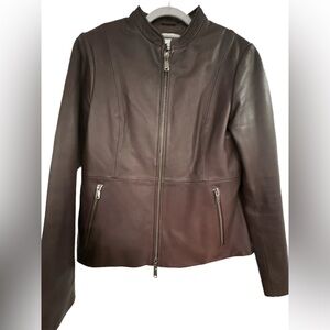 Reiss Leather Jacket for Styling Outfits in Eggplant
